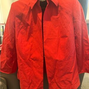 Red Women's Casual Jacket - Modern Collar Pocket Coat p13